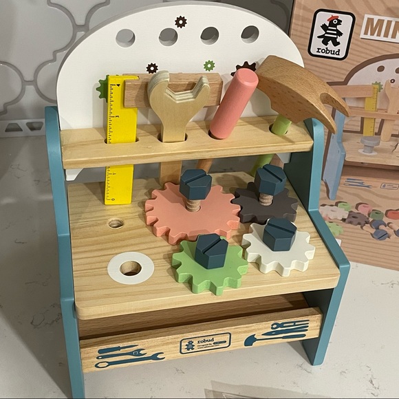 Varbertos Mini Tool Bench Toy Set for Kids Toddlers, Wooden Tool Workbench Set - Picture 11 of 12